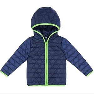 Andy & Evan Boy’s Quilted Jacket Navy Blue Green Zip up size 3T